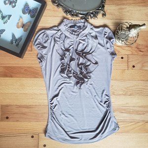 Ruffle Metallic Taupe Blouse